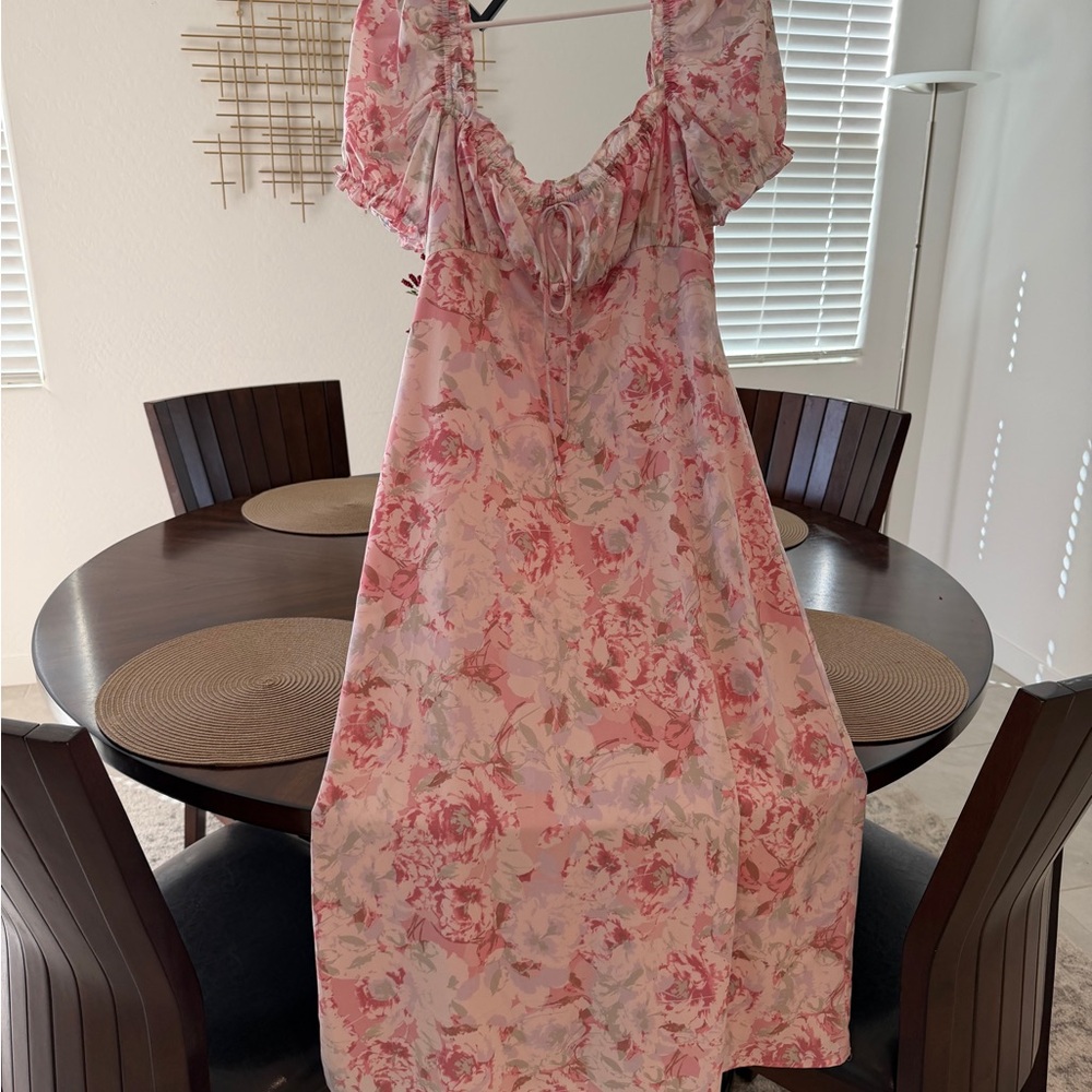 Wayf Pink Floral Maxi Dress